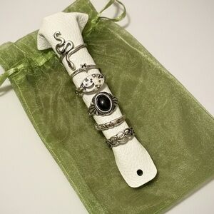 Free People Silver and Black Ring Set